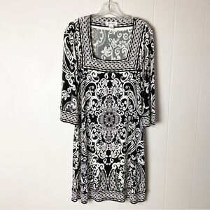 White House Black Market Size M Print 3/4 Sleeve Shift Dress